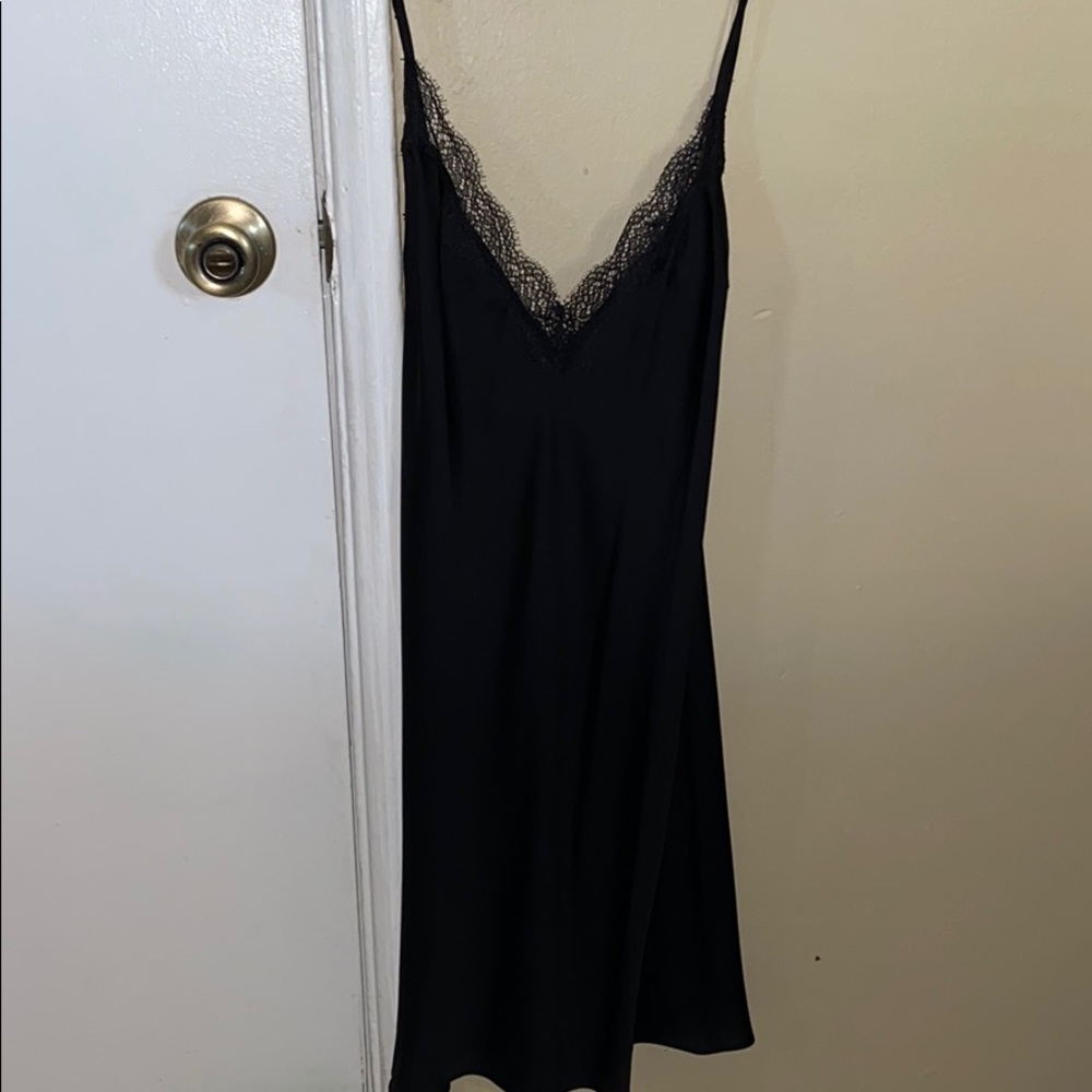 Silk satin lace slip dress